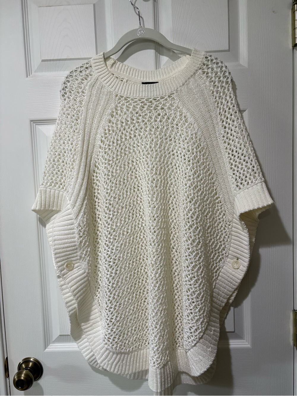Talbots Cream Open-Knit Poncho Sweater